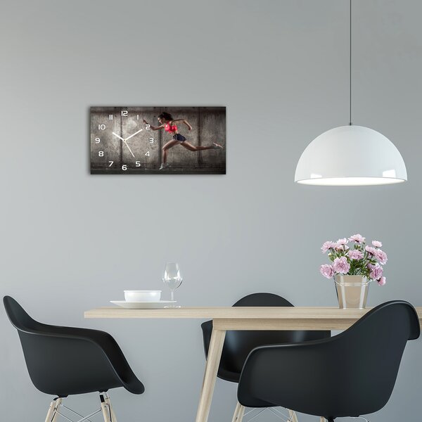 Skleněné hodiny na stěnu Běžící žena pl_zsp_60x30_f_81245595