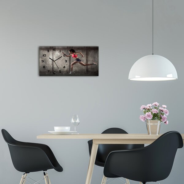 Skleněné hodiny na stěnu Běžící žena pl_zsp_60x30_f_81245595