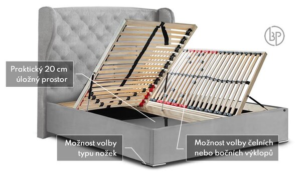 Luxusní čalouněná postel MELVA, s úložným prostorem