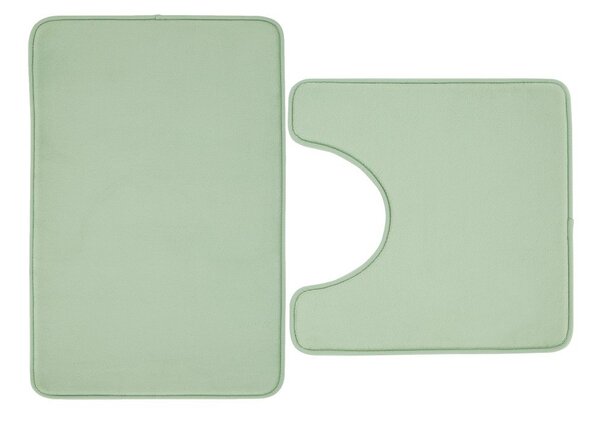 Světle zelené WC koupelnové předložky z paměťové pěny v sadě 2 ks 50x80 cm Anti-Bacterial – Catherine Lansfield