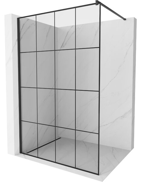 Mexen Kioto sprchová zástěna 130x200 cm 8 mm, černý profil, sklo černý vzor 1, 800-130-101-60-77