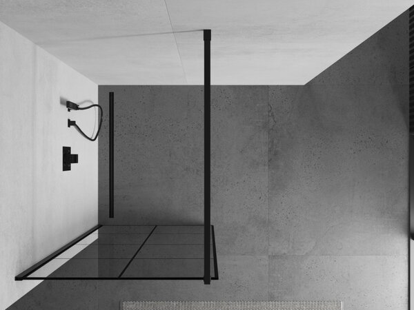 Mexen Kioto sprchová zástěna 80x200 cm 8 mm, černý profil, sklo černý vzor 1, 800-080-101-60-77