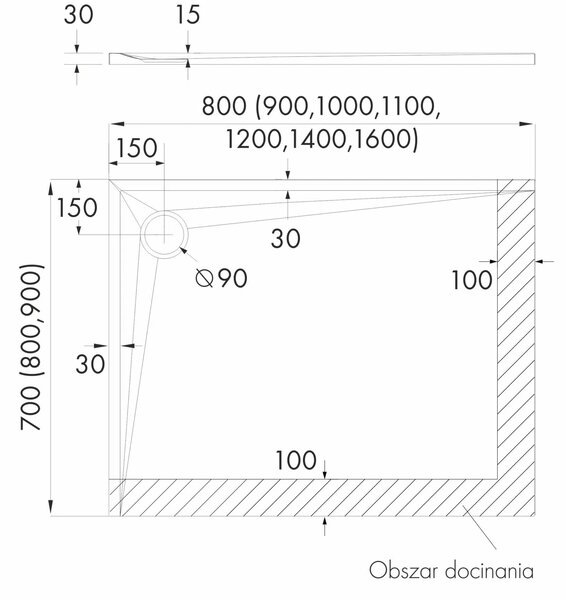 Schedline Libra Black Stone obdélníková sprchová vanička 100x80 cm černá 3SP.L1P-80100/C/ST