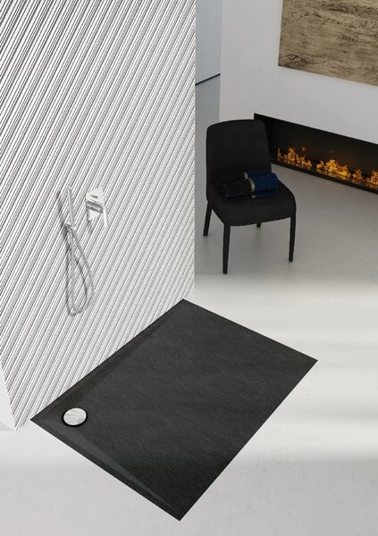 Schedline Libra Black Stone obdélníková sprchová vanička 100x80 cm černá 3SP.L1P-80100/C/ST