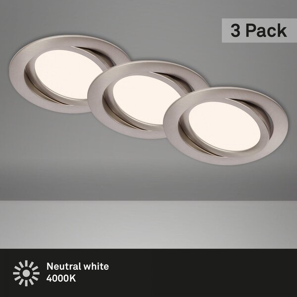 BRI 7116-432 3ks sada LED vestavné svítidlo, pr. 14 cm, 9 W, matný nikl - BRILONER