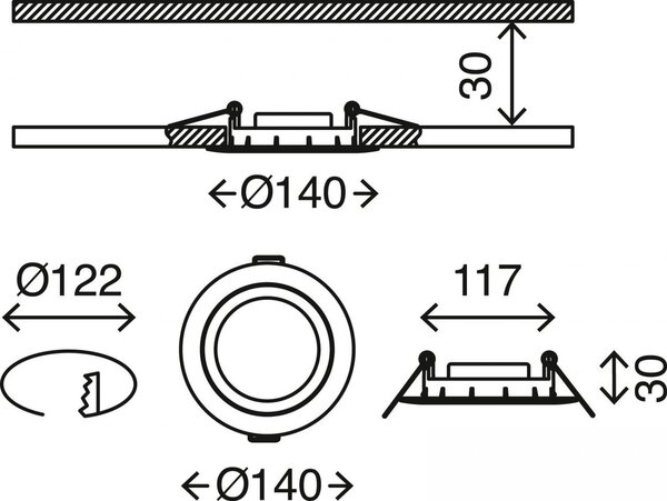 BRI 7116-432 3ks sada LED vestavné svítidlo, pr. 14 cm, 9 W, matný nikl - BRILONER