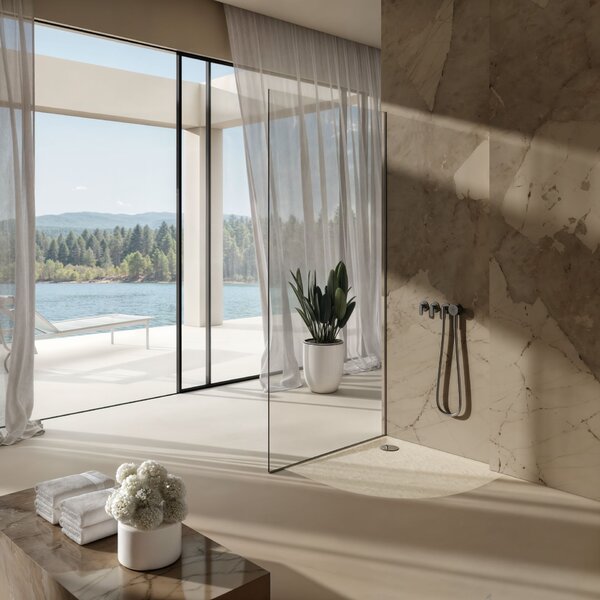 Schedline Libra Cashmere Stone půlkruhová sprchová vanička 80x80 cm béžová 3SP.L1O-8080/PK/ST