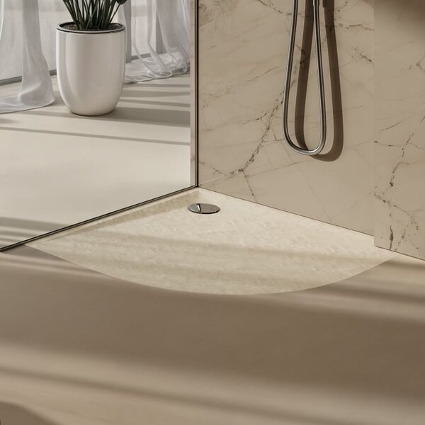 Schedline Libra Cashmere Stone půlkruhová sprchová vanička 80x80 cm béžová 3SP.L1O-8080/PK/ST