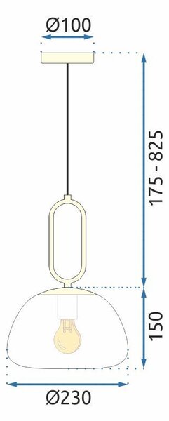 Toolight Tutumi, závěsné svítidlo 1xE27 APP1073-1CP, zlatá, OSW-00678