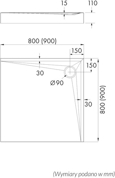 Schedpol Solido čtvercová sprchová vanička se sifonem 90x90 cm bílá 3.1461