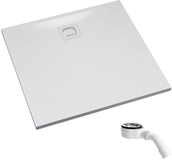 Schedpol Majestic White Stone čtvercová sprchová vanička se sifonem 80x80 cm bílá 3.3500/B/ST-M6/B