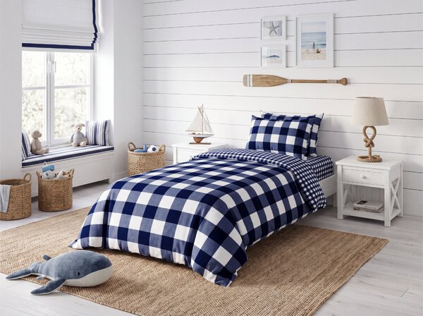 Povlečení z mikrovlákna NAVY GINGHAM modro-bílé Rozměr povlečení: 70 x 90 cm | 140 x 200 cm