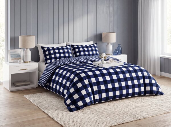 Povlečení z mikrovlákna NAVY GINGHAM modro-bílé Rozměr povlečení: 70 x 90 cm | 140 x 200 cm