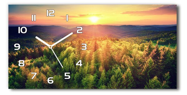 Skleněné hodiny na stěnu Les západ slunce pl_zsp_60x30_f_82972520