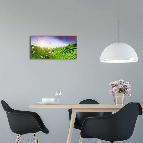 Skleněné hodiny na stěnu Plantáž čaje pl_zsp_60x30_f_83004057