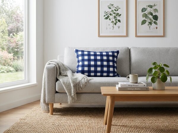 Povlak na polštář z mikrovlákna NAVY GINGHAM 50x70 cm, modro-bílý