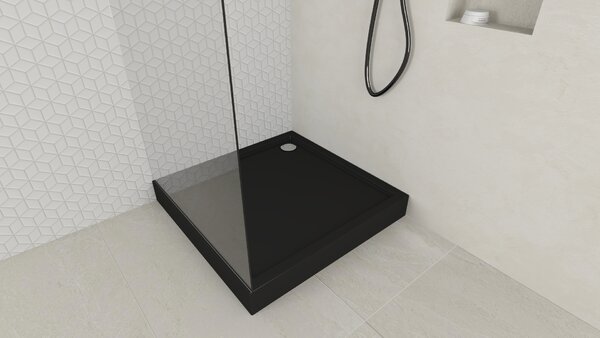 Schedline Favory Plus Black Mat čtvercová sprchová vanička se sifonem 90x90 cm černá 3ST.F1K-9090/C/MG
