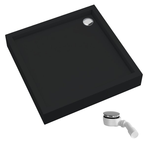 Schedline Favory Plus Black Mat čtvercová sprchová vanička se sifonem 90x90 cm černá 3ST.F1K-9090/C/MG