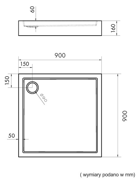 Schedline Favory Plus Black Mat čtvercová sprchová vanička se sifonem 90x90 cm černá 3ST.F1K-9090/C/MG