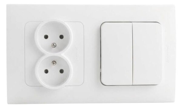 Legrand-Dvojitá zásuvka domovní 250V/16A a dv vypínač č. 5 s rám NILOE STEP bílá