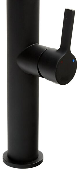 Gamma Mega, vysoká kuchyňská baterie s elastickým ramenem a sprškou, černá matná, GMA-BFL-BK
