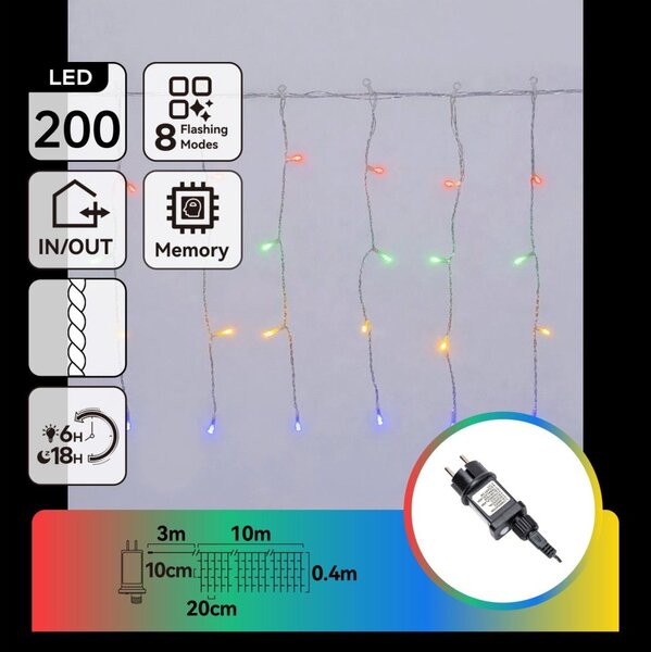 Aigostar - LED Venkovní vánoční řetěz 200xLED/8 funkcí 13x0,4m IP44 multicolor