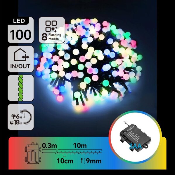 Aigostar - LED Venkovní vánoční řetěz 100xLED/8 funkcí 10,3m IP44 multicolor