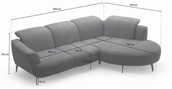 ROHOVÁ SEDAČKA, textil, šedobéžová Sit & More - Sedací soupravy, Online Only