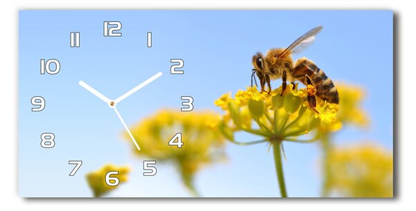 Skleněné hodiny na stěnu Včela na květině pl_zsp_60x30_f_83831573