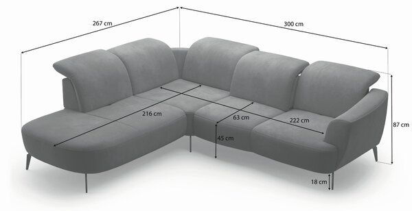 ROHOVÁ SEDAČKA, textil, šedá Sit & More - Sedací soupravy, Online Only