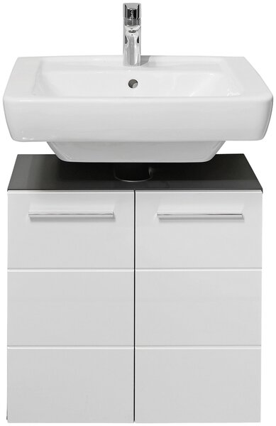 SKŘÍŇKA POD UMYVADLO, vysoce lesklá bílá, antracitová, 60/62/31 cm Xora - Koupelnové série, Online Only