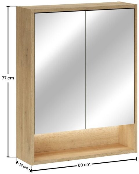 Comad Viola skříňka 60x19x77 cm se zrcadlem dub CREMONA UN 84-60-2D