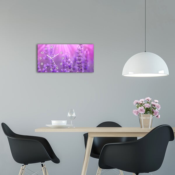 Moderní skleněné hodiny na stěnu Levandule pl_zsp_60x30_f_84232090