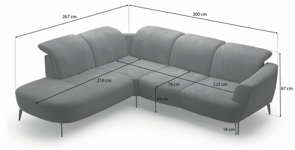 ROHOVÁ SEDAČKA, textil, šedá Sit & More - Sedací soupravy, Online Only