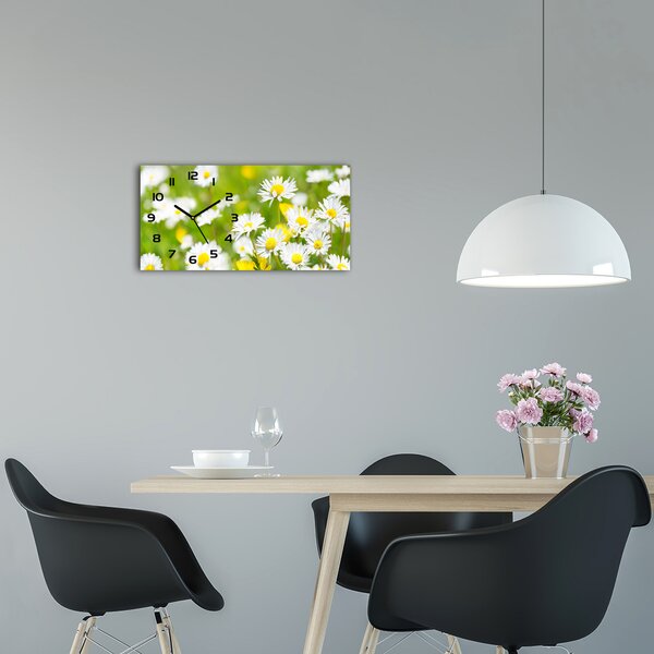 Moderní skleněné hodiny na stěnu Sedmikrásky pl_zsp_60x30_f_84307575