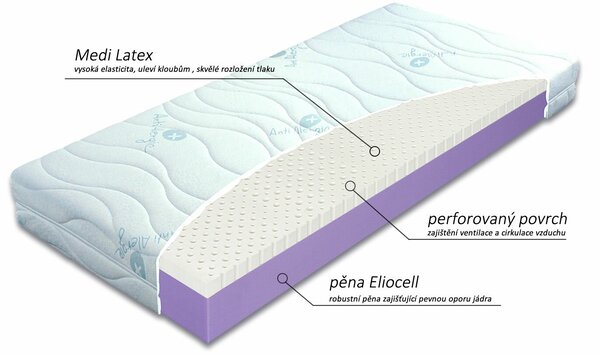 Středně tvrdá zdravotní latexová matrace LIFTY LATEX, 16cm, 120x200cm, 120kg