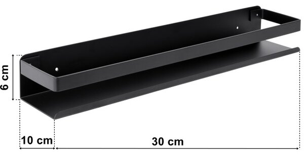 Nástěnná police MEGARA 30 cm černá