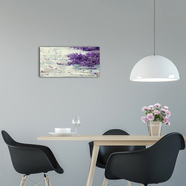Moderní skleněné hodiny na stěnu Levandule pl_zsp_60x30_f_84684264