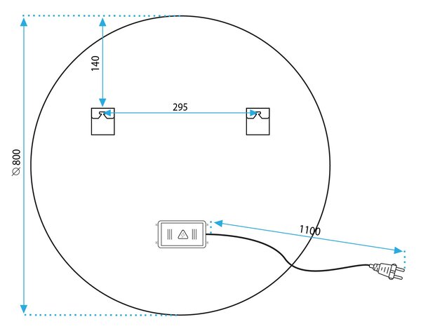 Rea Zrcadlo ⌀80 cm s regulovatelným LED osvětlením HOM-05520