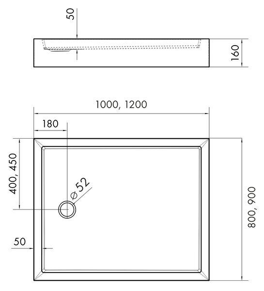 Schedpol Eko 2.0 obdélníková sprchová vanička 120x90 cm bílá 3.328