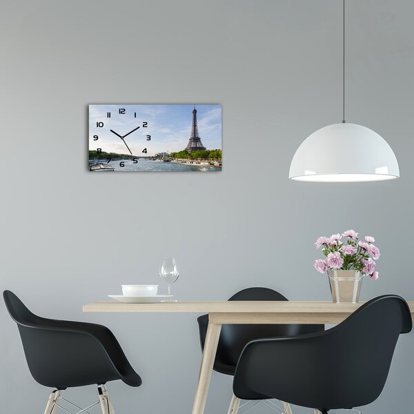 Skleněné hodiny na stěnu Eiffelova věž Paříž pl_zsp_60x30_f_85055031