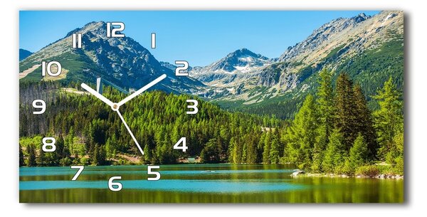 Skleněné hodiny na stěnu Jezero v horách pl_zsp_60x30_f_85133494