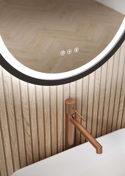 Cersanit Crea II zrcadlo 50x80 cm oválný s osvětlením s vyhřívací podložkou černá S1058–034