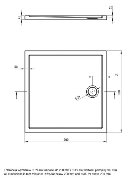 Deante Funkia Evo sprchový kout s vaničkou 90x90 cm čtvercový černá matný/průhledné sklo KYCPN099P