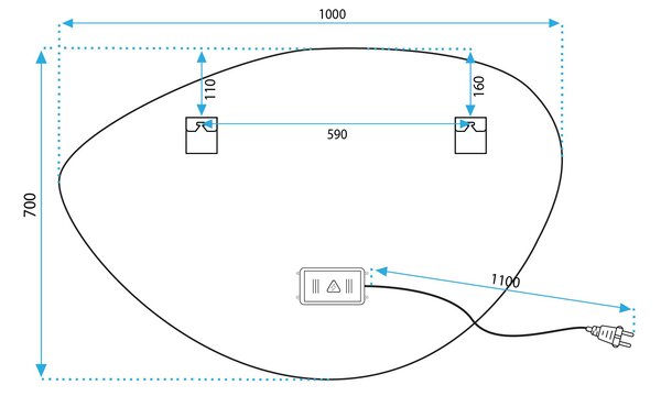 Rea Zrcadlo 70x100 cm s vyhříváním a regulovatelným LED osvětlením HOM-05516