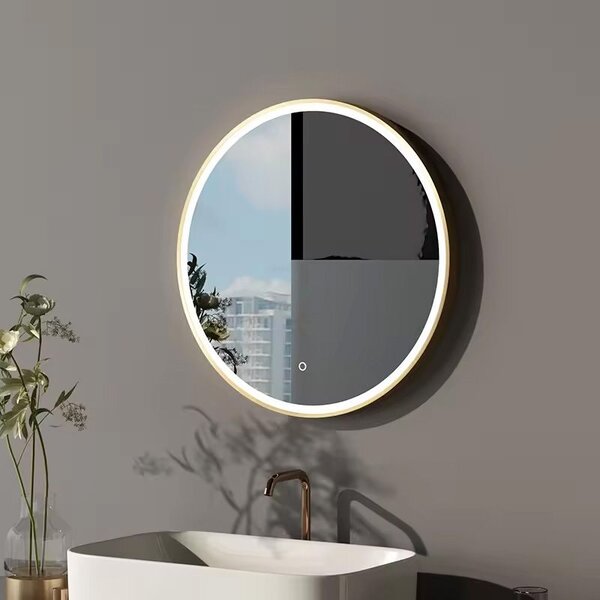 Tutumi Zrcadlo MMJ ⌀50 cm s vyhříváním a regulovatelným LED osvětlením HOM-02500, černá