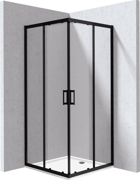 Deante Funkia Evo sprchový kout s vaničkou 90x90 cm čtvercový černá matný/průhledné sklo KYCPN099P