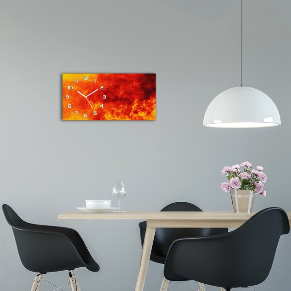 Moderní skleněné hodiny na stěnu Plameny pl_zsp_60x30_f_85164898