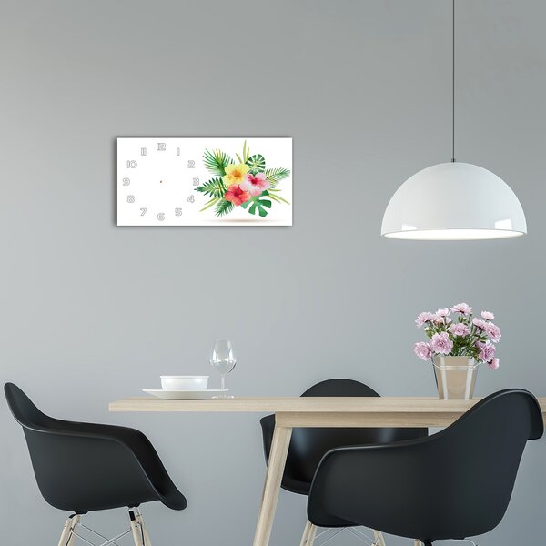 Skleněné hodiny na stěnu Havajské květiny pl_zsp_60x30_f_85139888