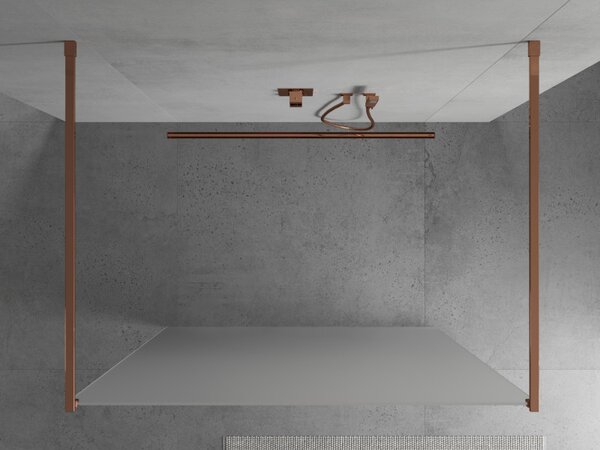Mexen Kioto, průchozí sprchová zástěna 100 x 200 cm, 8mm sklo námraza, 2x růžové zlato stabilizační rozpěra, 800-100-002-60-30